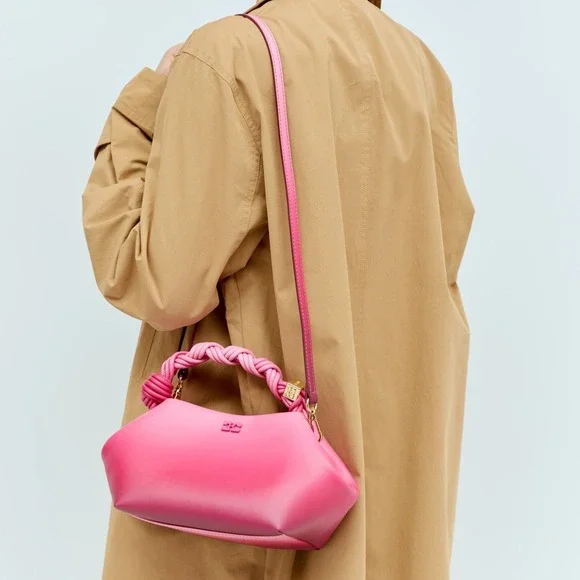 NWT GANNI Bou Bag Mini Gradient in Hot Pink Leather Crossbody - Picture 3 of 16